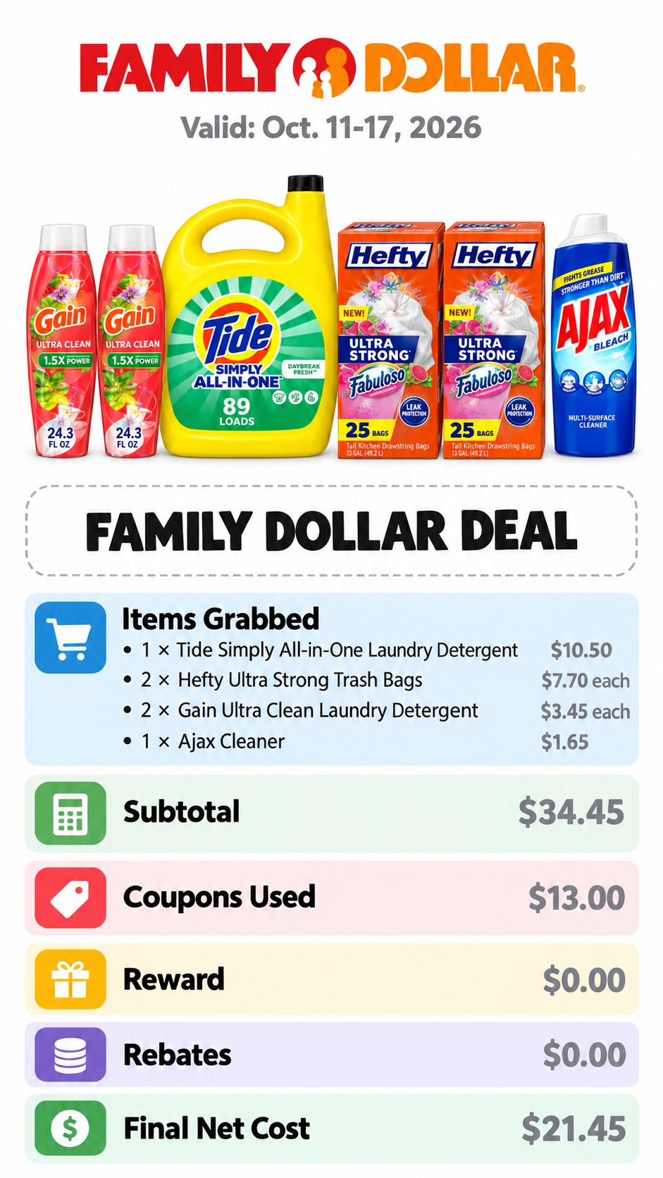Tide, Hefty, Gain and Ajax Household Essentials Deal