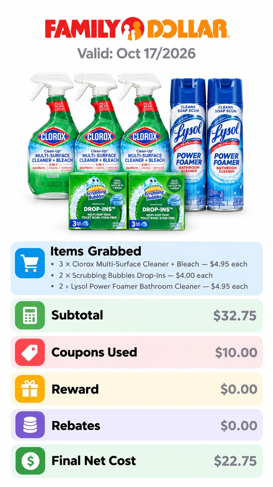 Clorox, Lysol and Scrubbing Bubbles Cleaning Deal