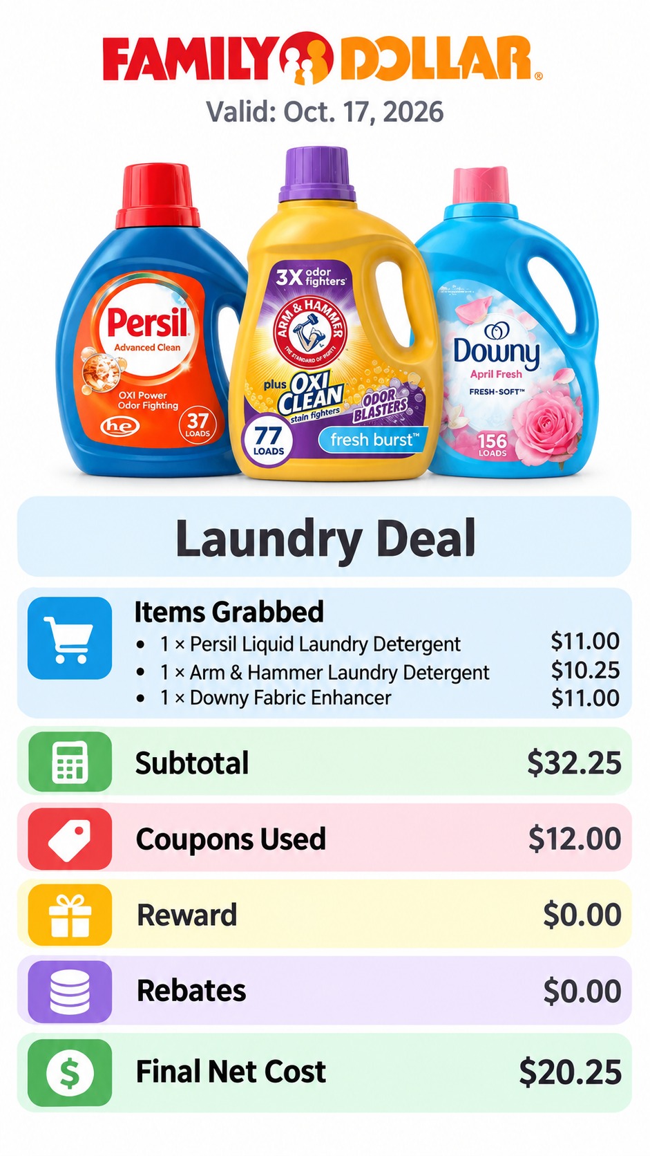 Persil, Arm & Hammer, and Downy Laundry Bundle