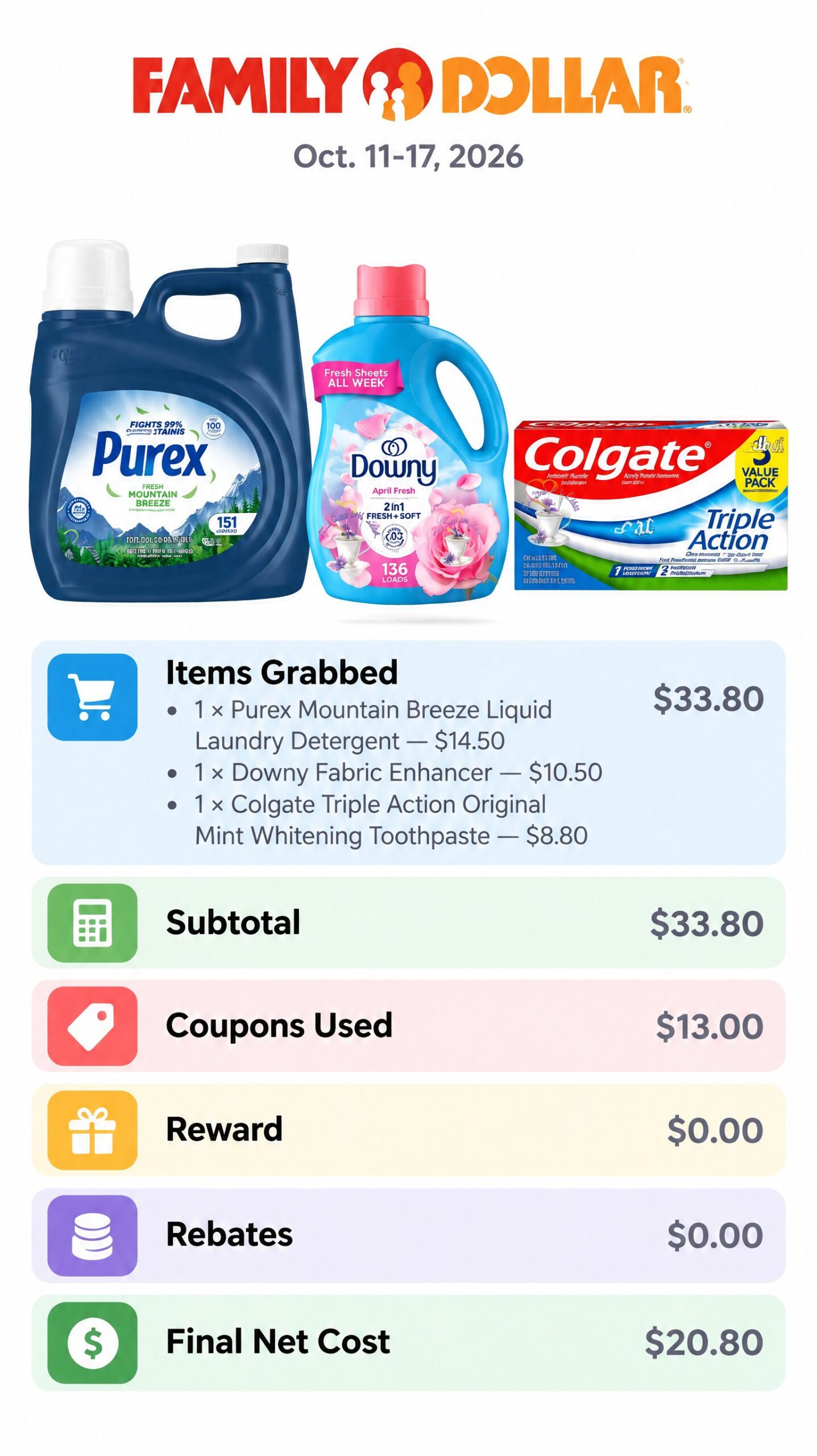 Purex, Downy and Colgate Household Essentials Deal