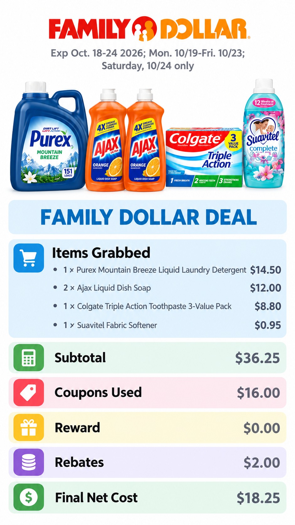 Purex, Ajax, Colgate, and Suavitel Household Deal