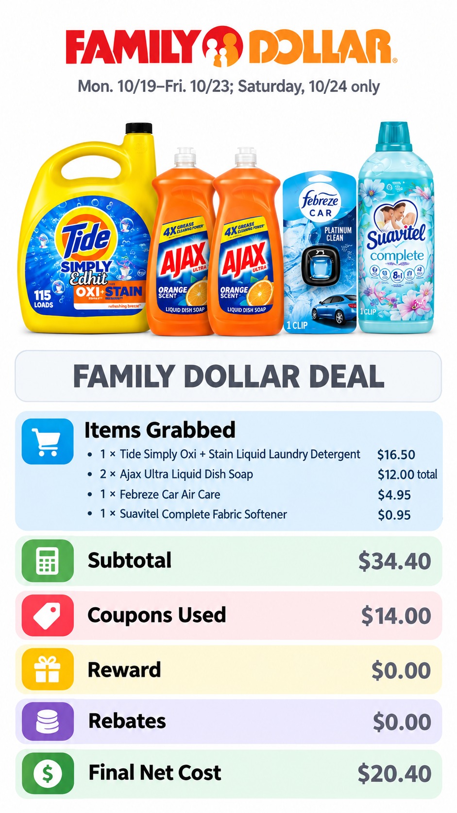 Tide, Ajax, Febreze and Suavitel Household Bundle