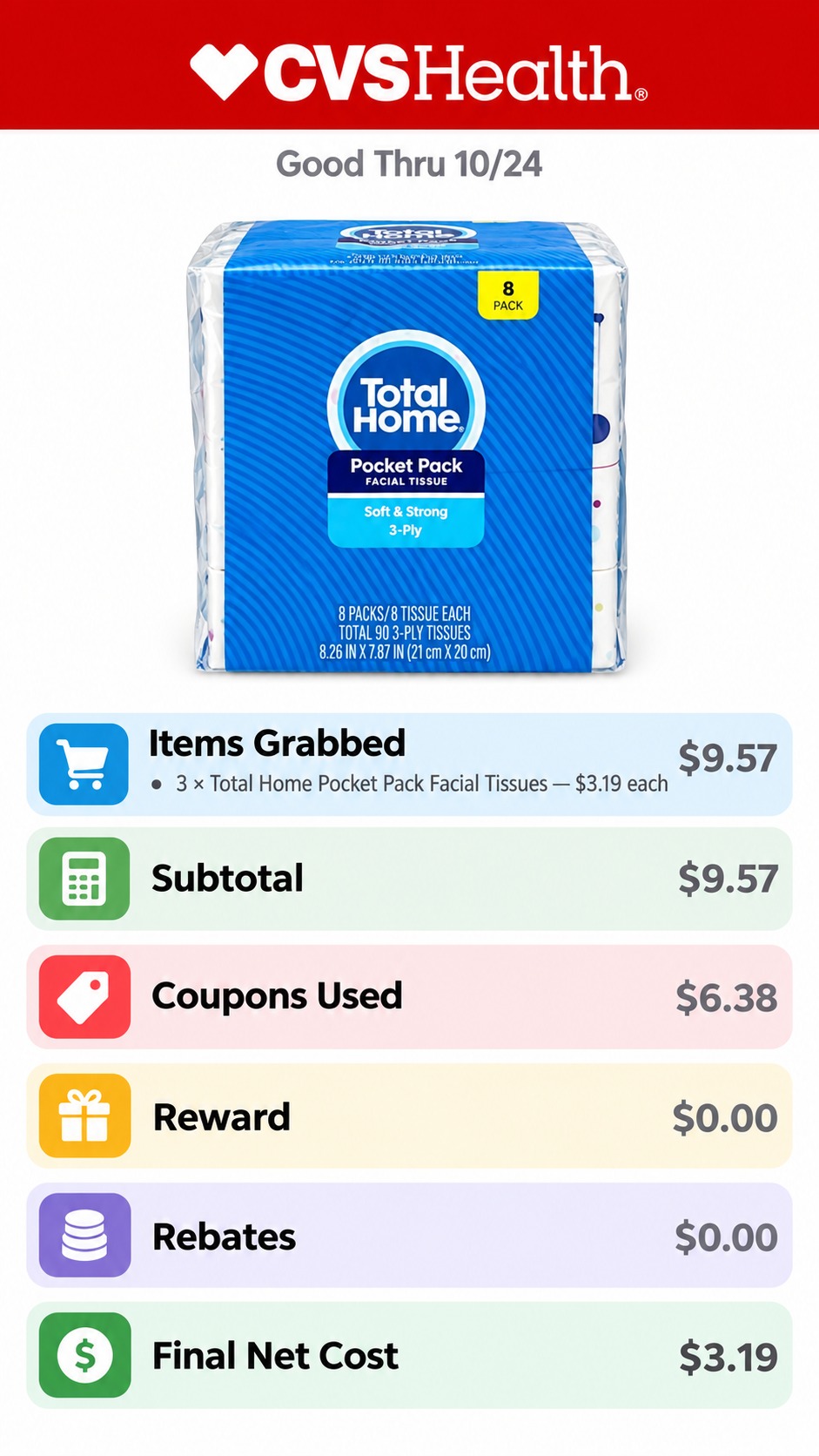 Total Home Pocket Pack Facial Tissues