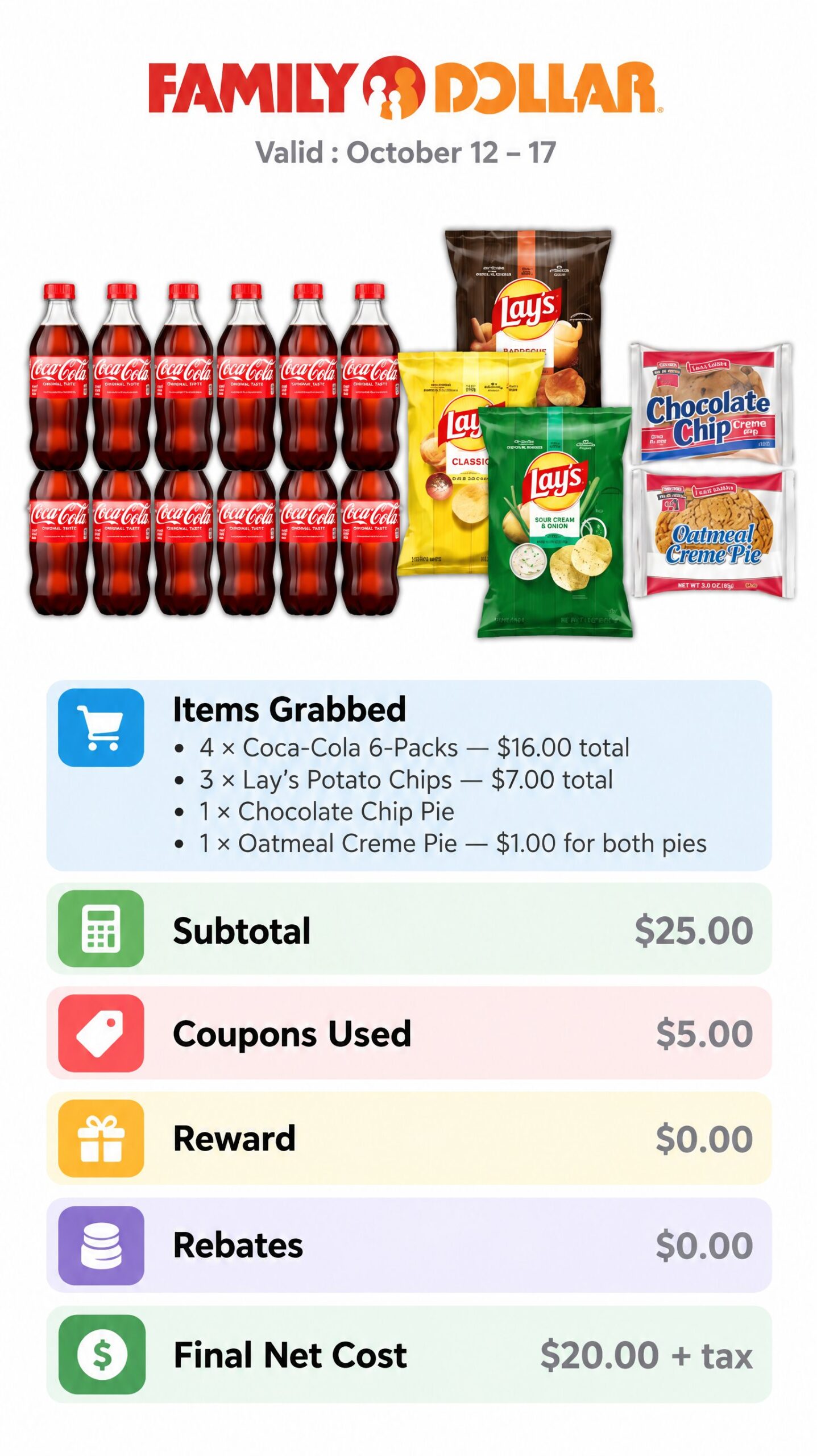 Coca-Cola, Lay’s Chips, and Snack Pie Bundle