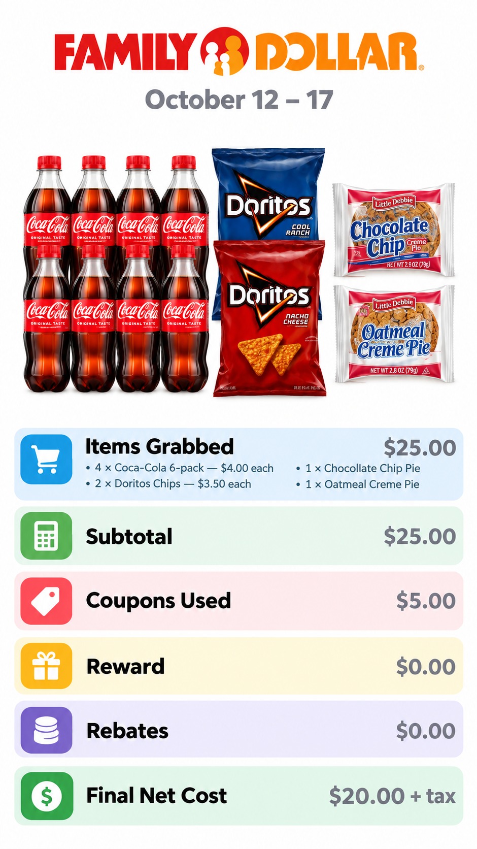 Coca-Cola, Doritos & $5 Off $25 Basket