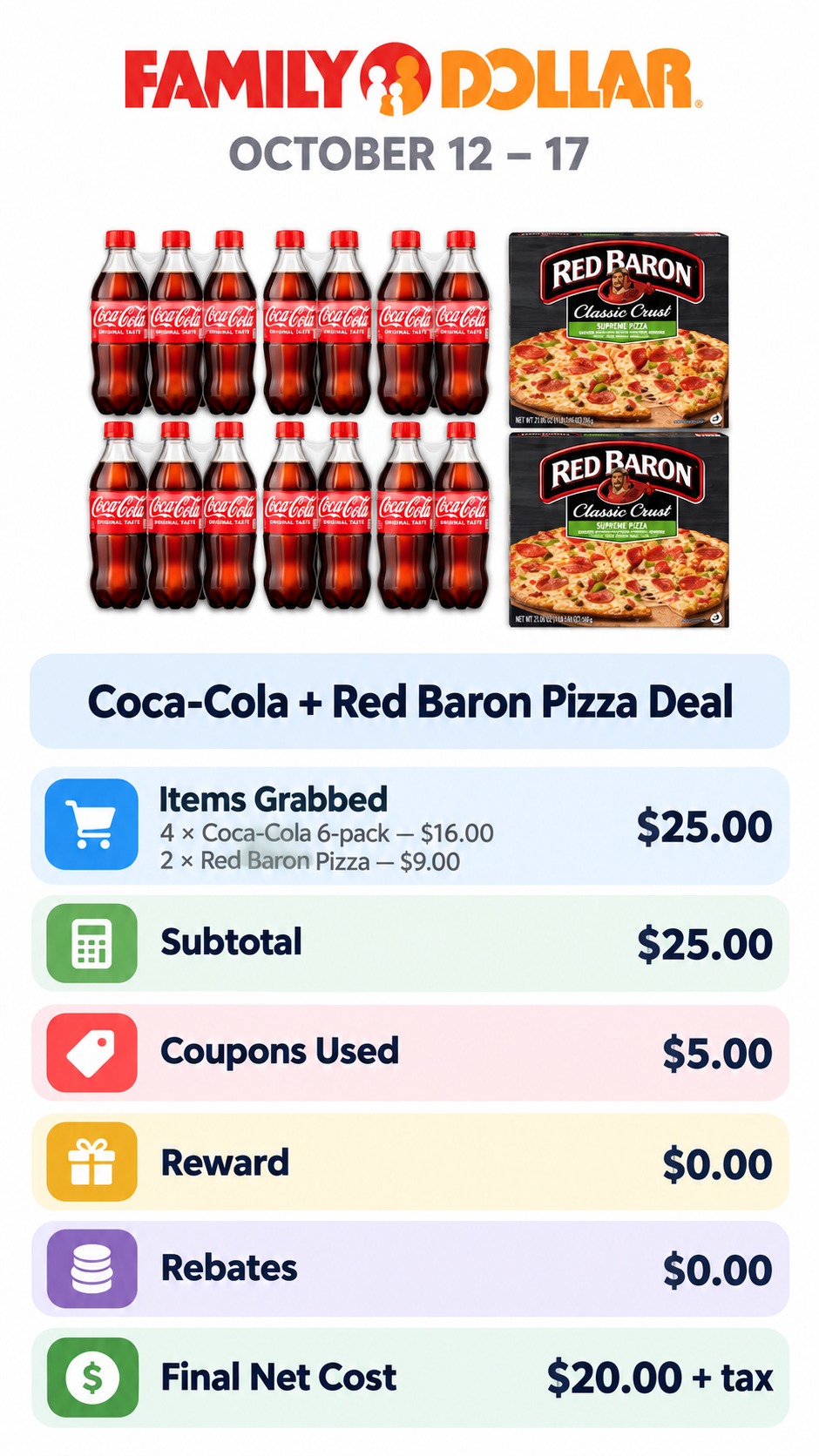 Coca-Cola 6-Packs and Red Baron Pizza Bundle