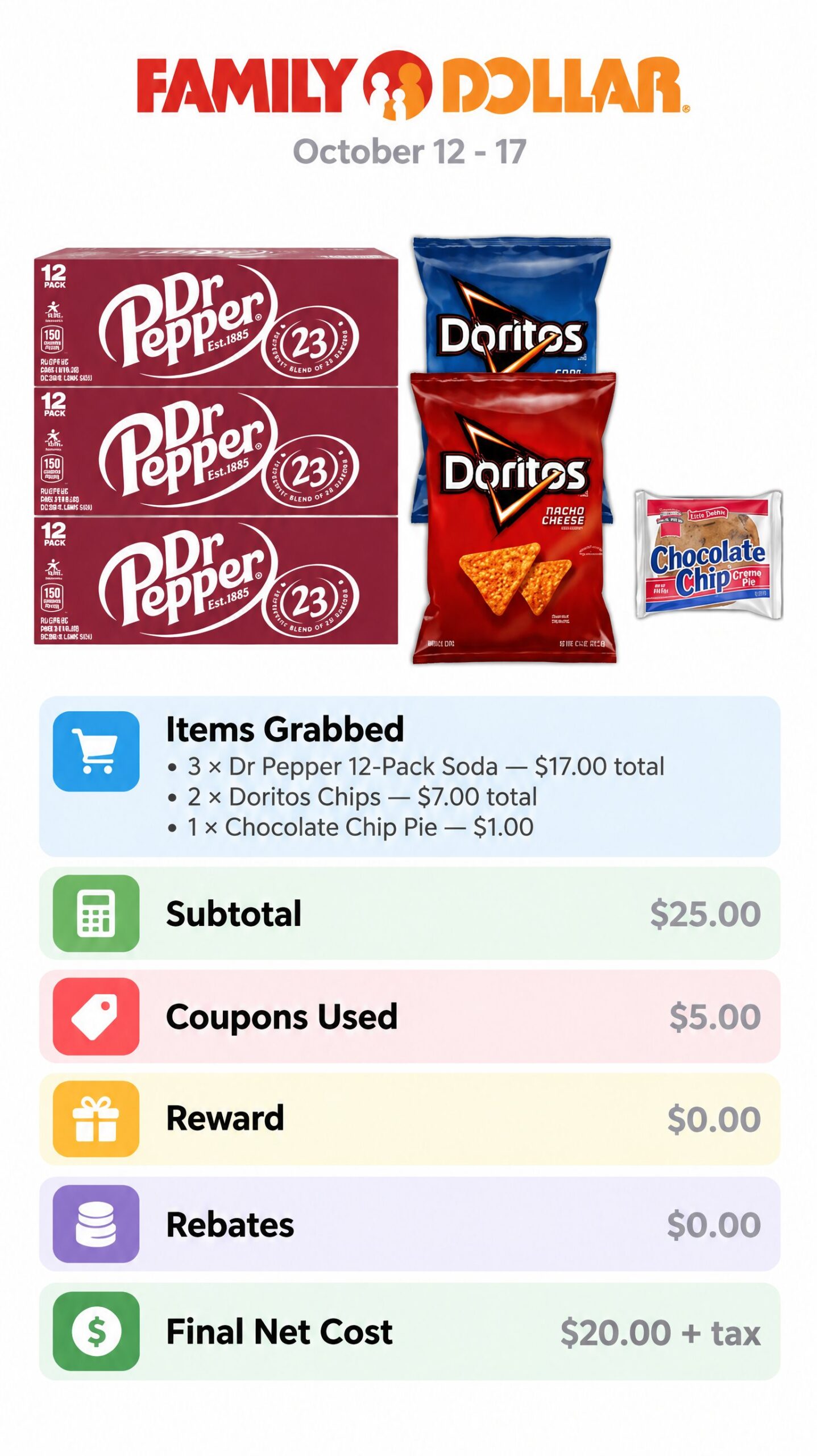 Dr Pepper and Doritos $25 Threshold Deal