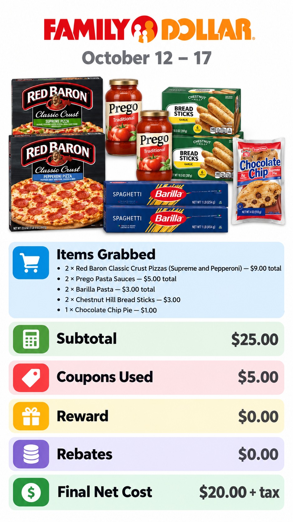 Red Baron Pizza and Pasta Dinner Basket