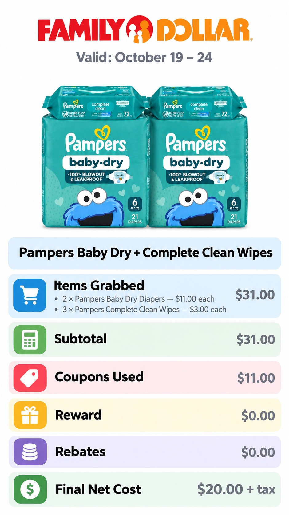 Pampers Baby Dry Diapers and Complete Clean Wipes