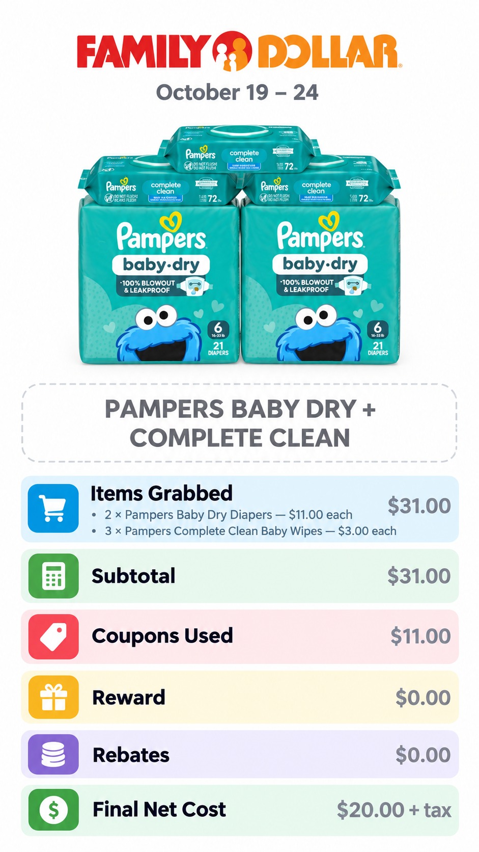 Pampers Baby Dry Diapers and Complete Clean Wipes