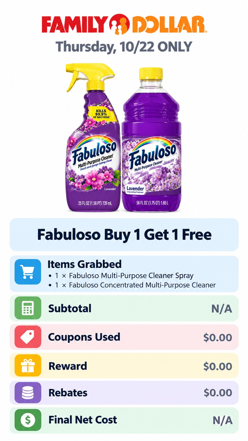 Fabuloso Cleaner Buy One, Get One Free