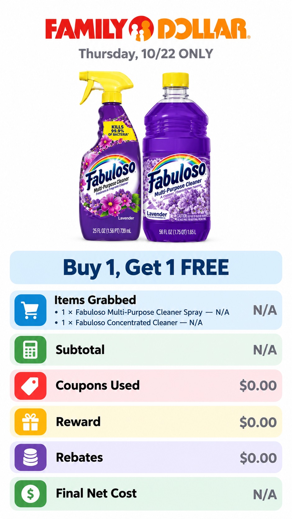 Fabuloso Cleaner Buy One, Get One Free
