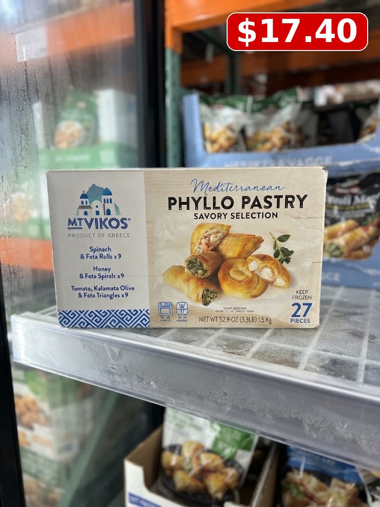 Mt. Vikos Mediterranean Phyllo Pastry, Savory Selection Variety Pack, 1.95 oz, 27-count
