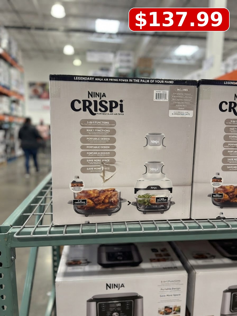 Ninja Crispi 5-in-1 Portable Glass Air Fry Cooking System, 3 Containers & Cover, Cream