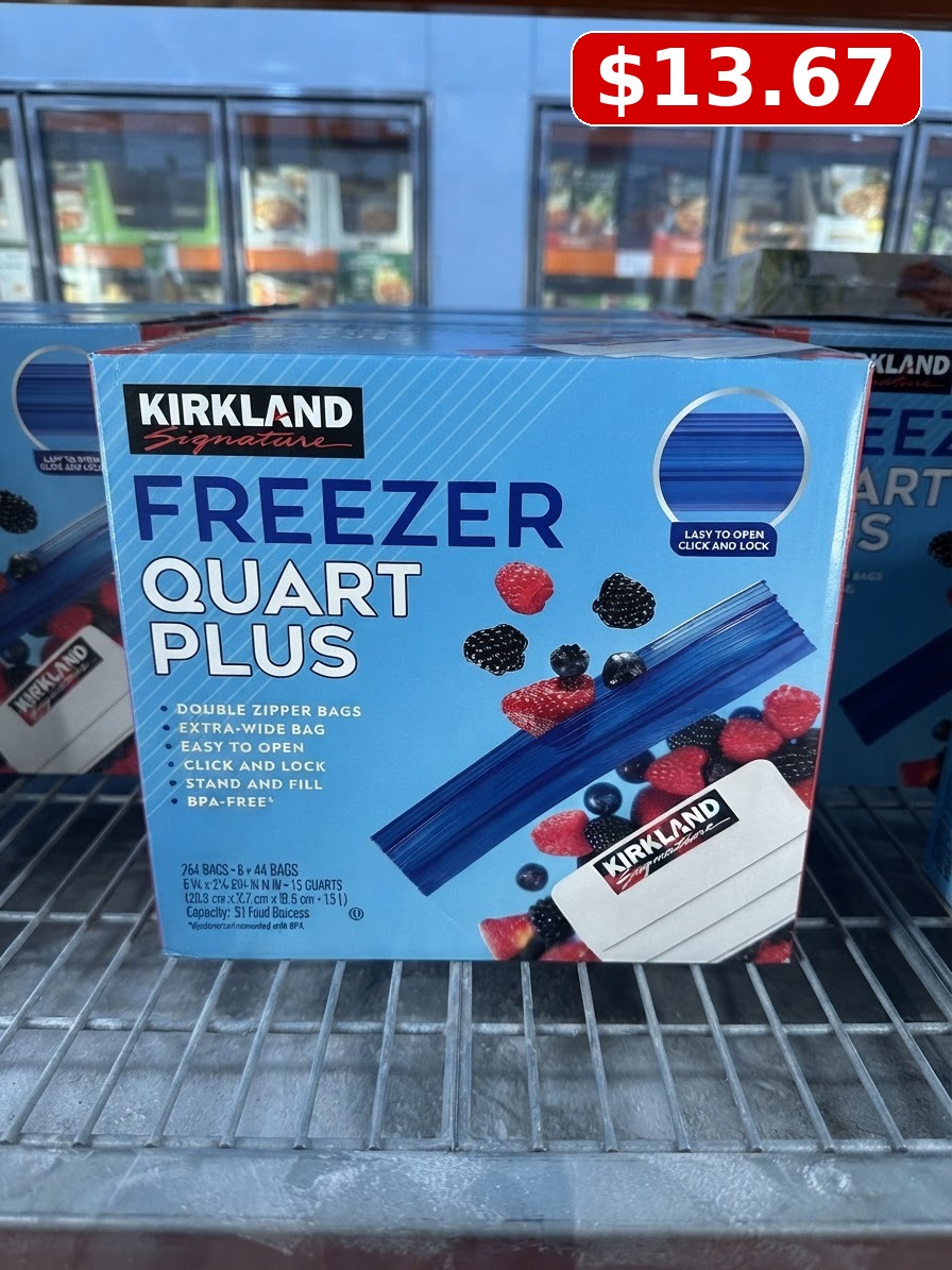 Kirkland Signature Freezer Quart Plus Bags, 264-count