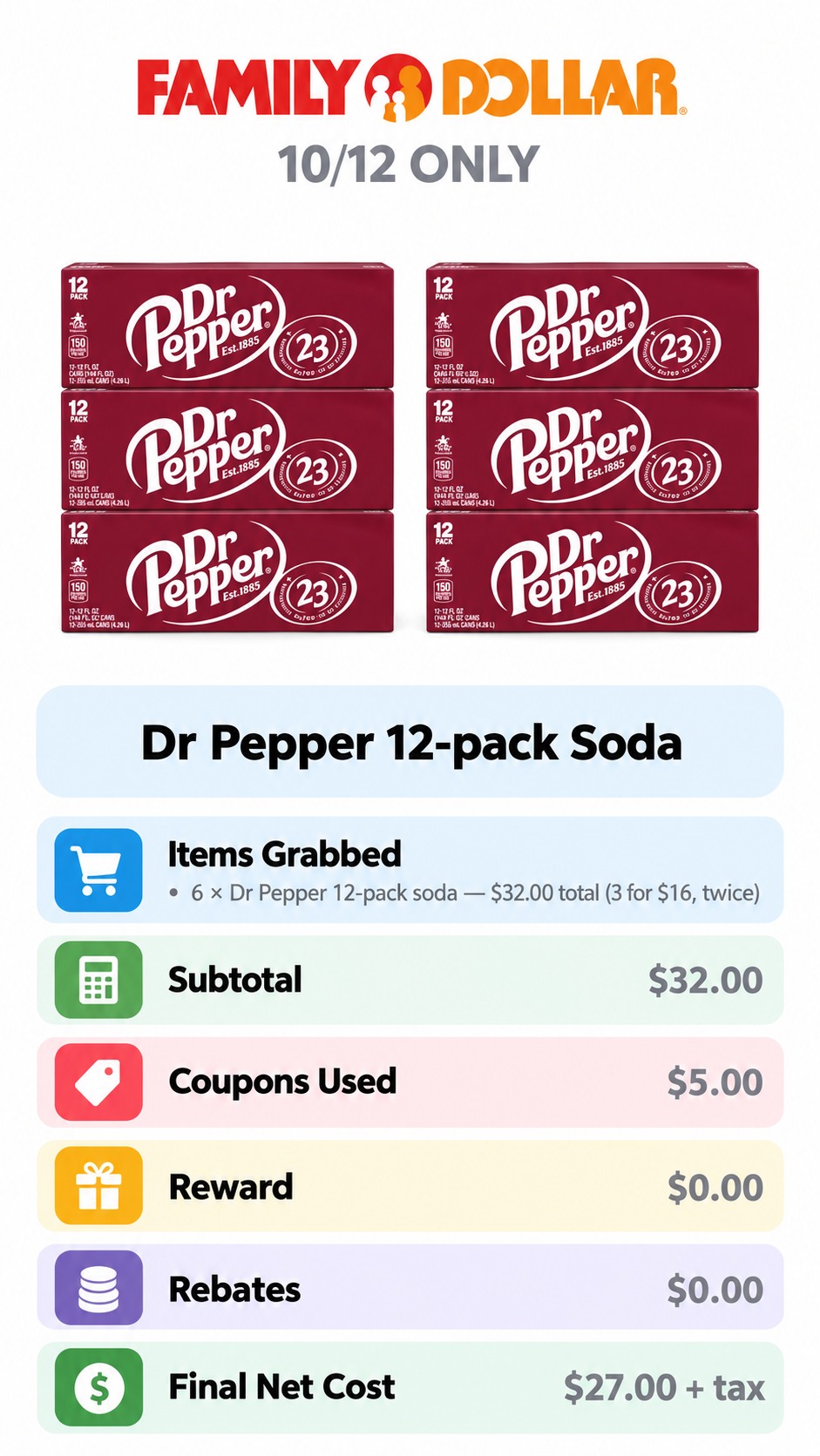 Dr Pepper 12-Pack Deal