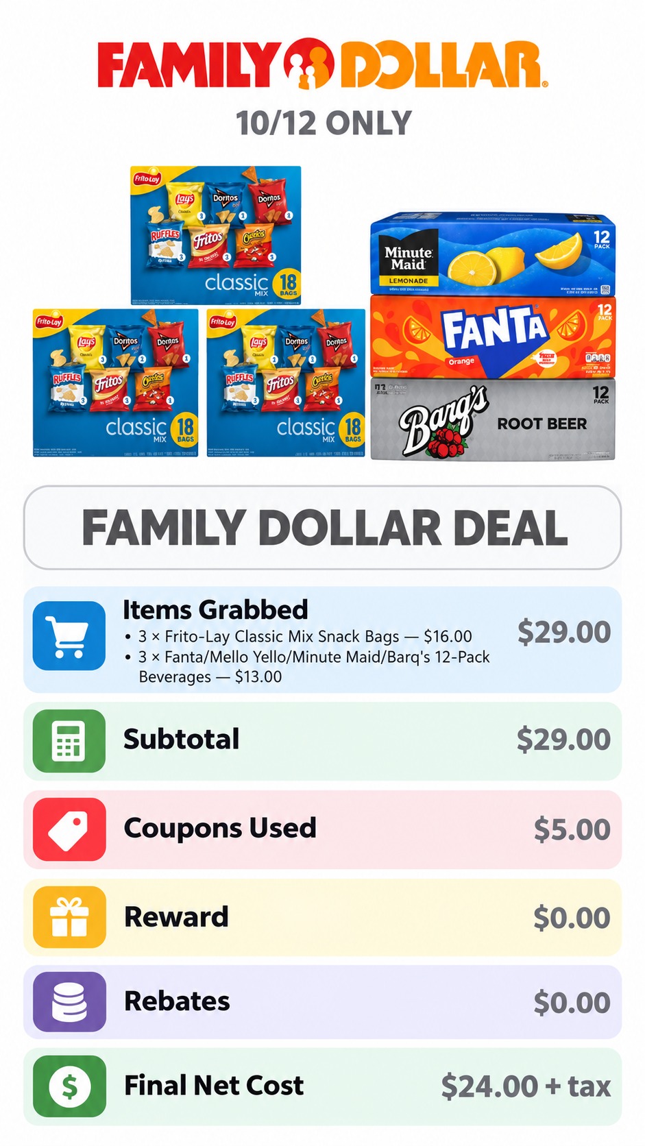 Frito-Lay Snacks and 12-Pack Beverages