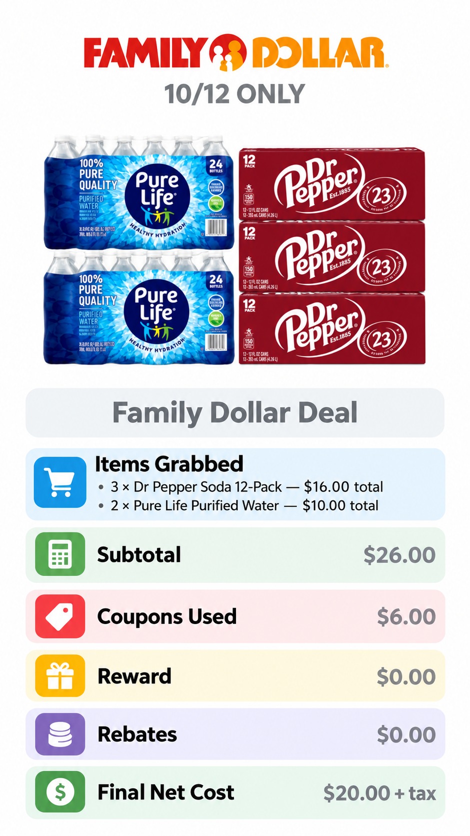 Dr Pepper and Pure Life Water Bundle
