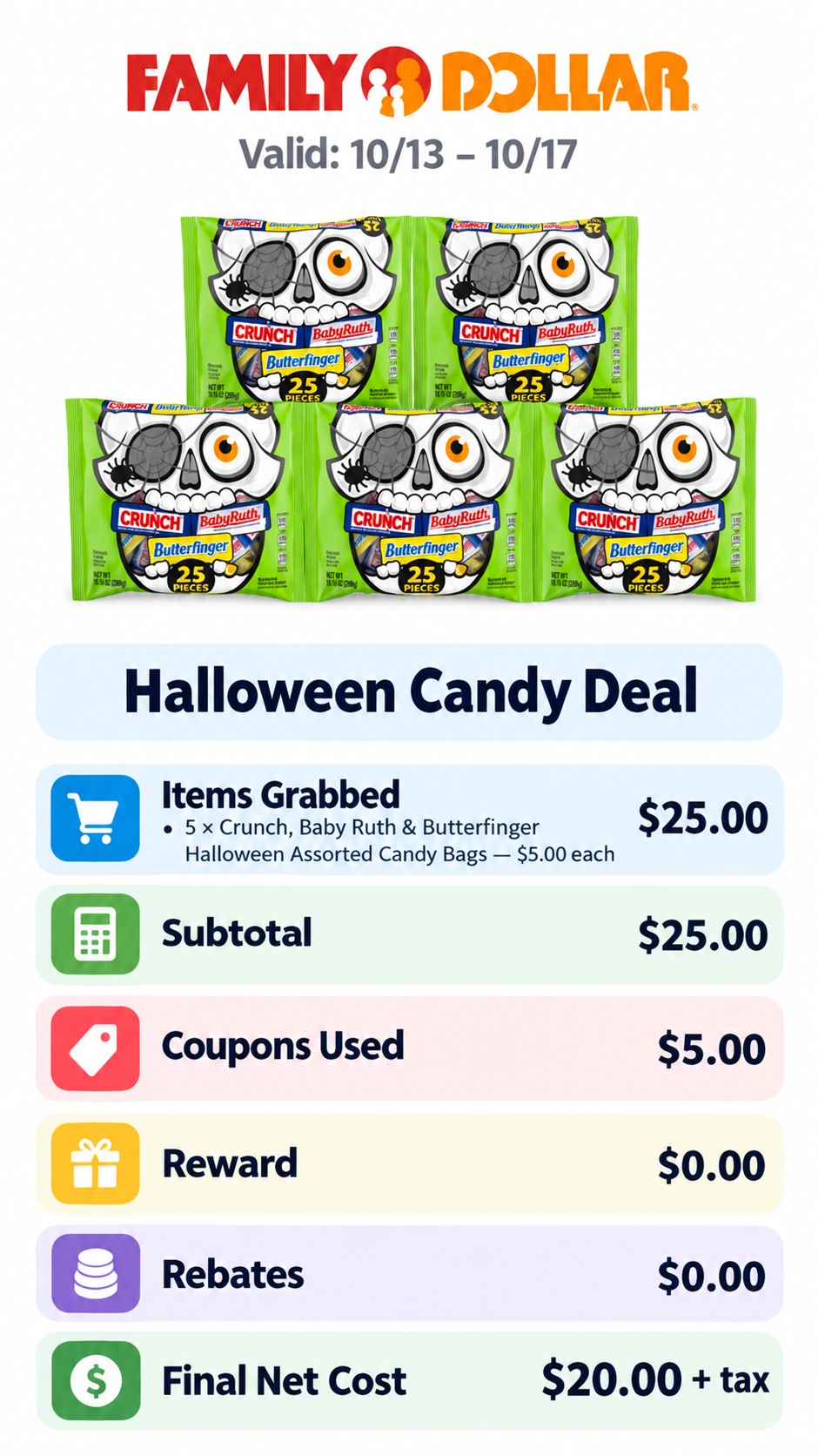 Crunch, Baby Ruth & Butterfinger Halloween Candy Bundle