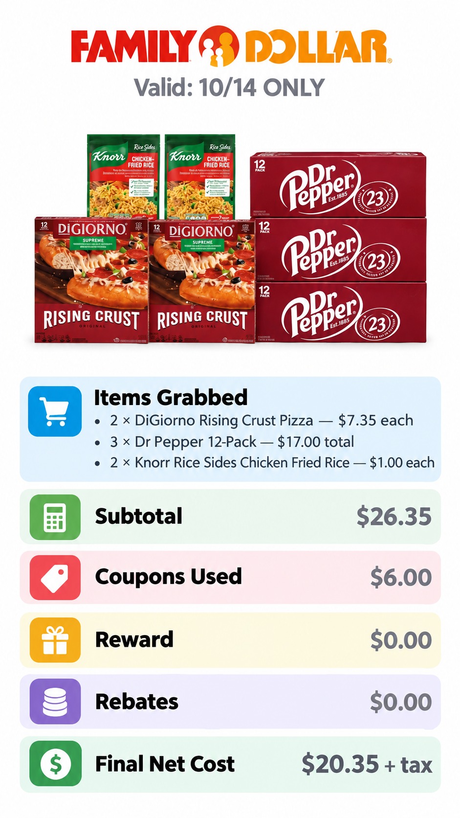 DiGiorno Pizza, Dr Pepper and Knorr Rice Sides Basket