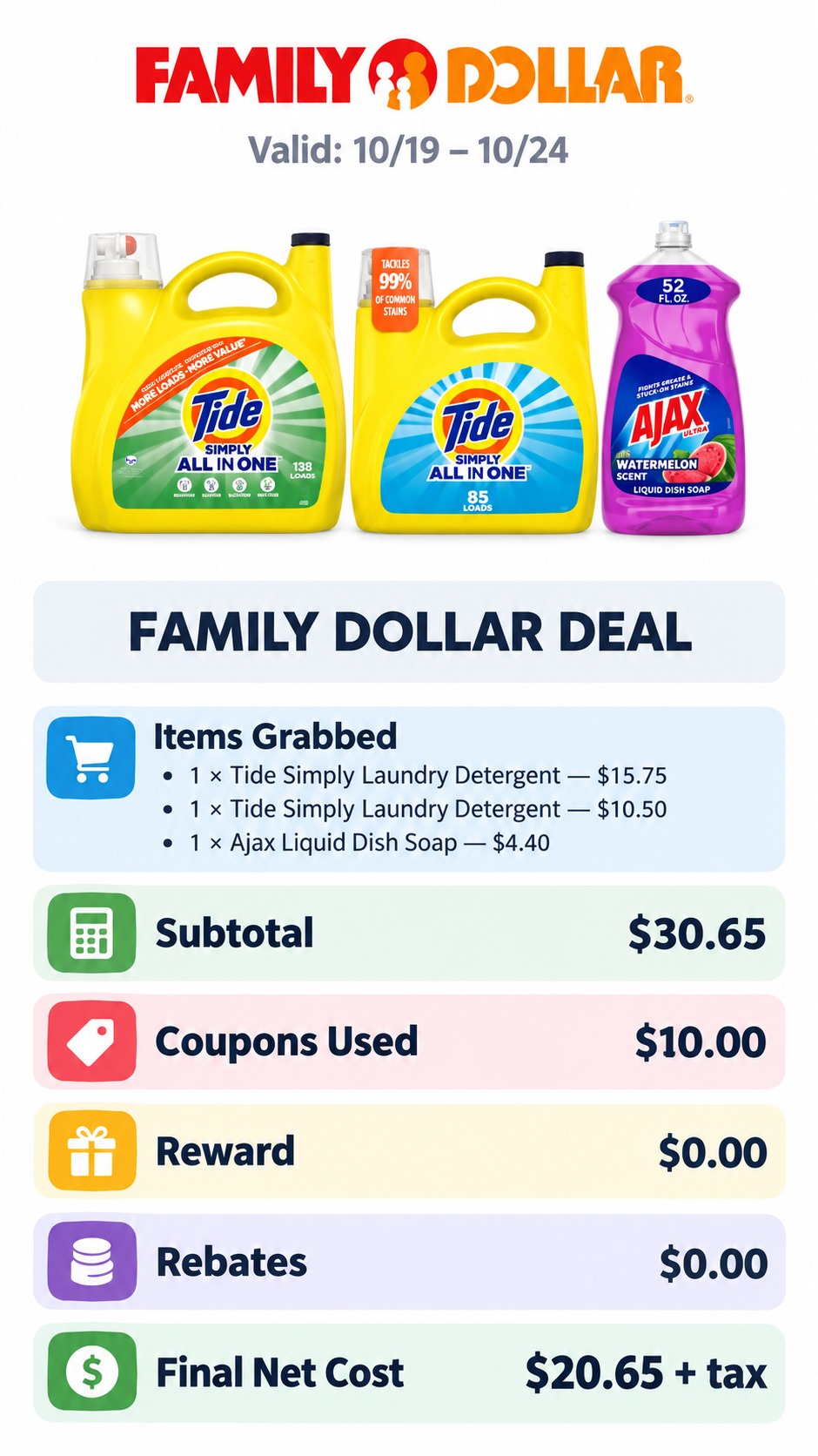 Tide Simply Laundry Detergent and Ajax Dish Liquid Bundle