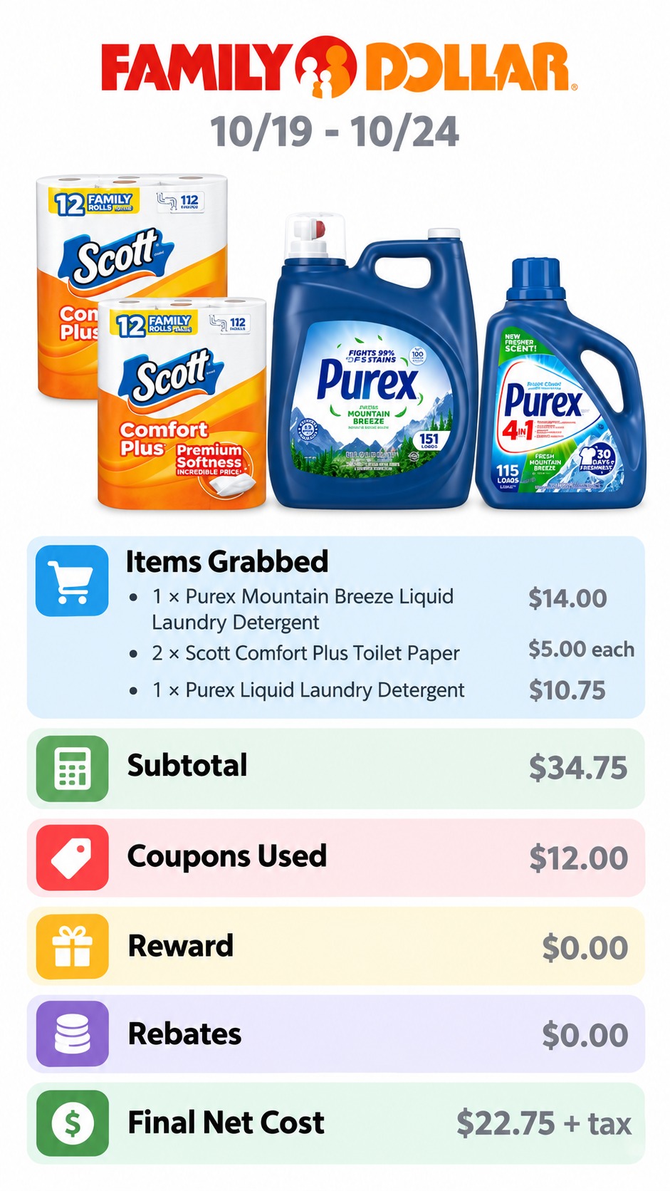 Purex Detergent and Scott Toilet Paper Bundle