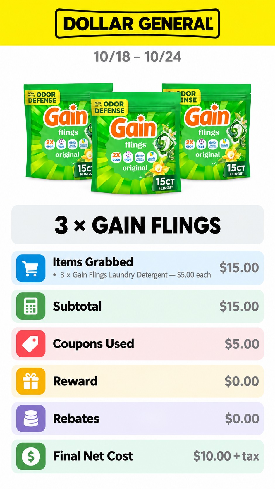Gain Flings Laundry Detergent Deal
