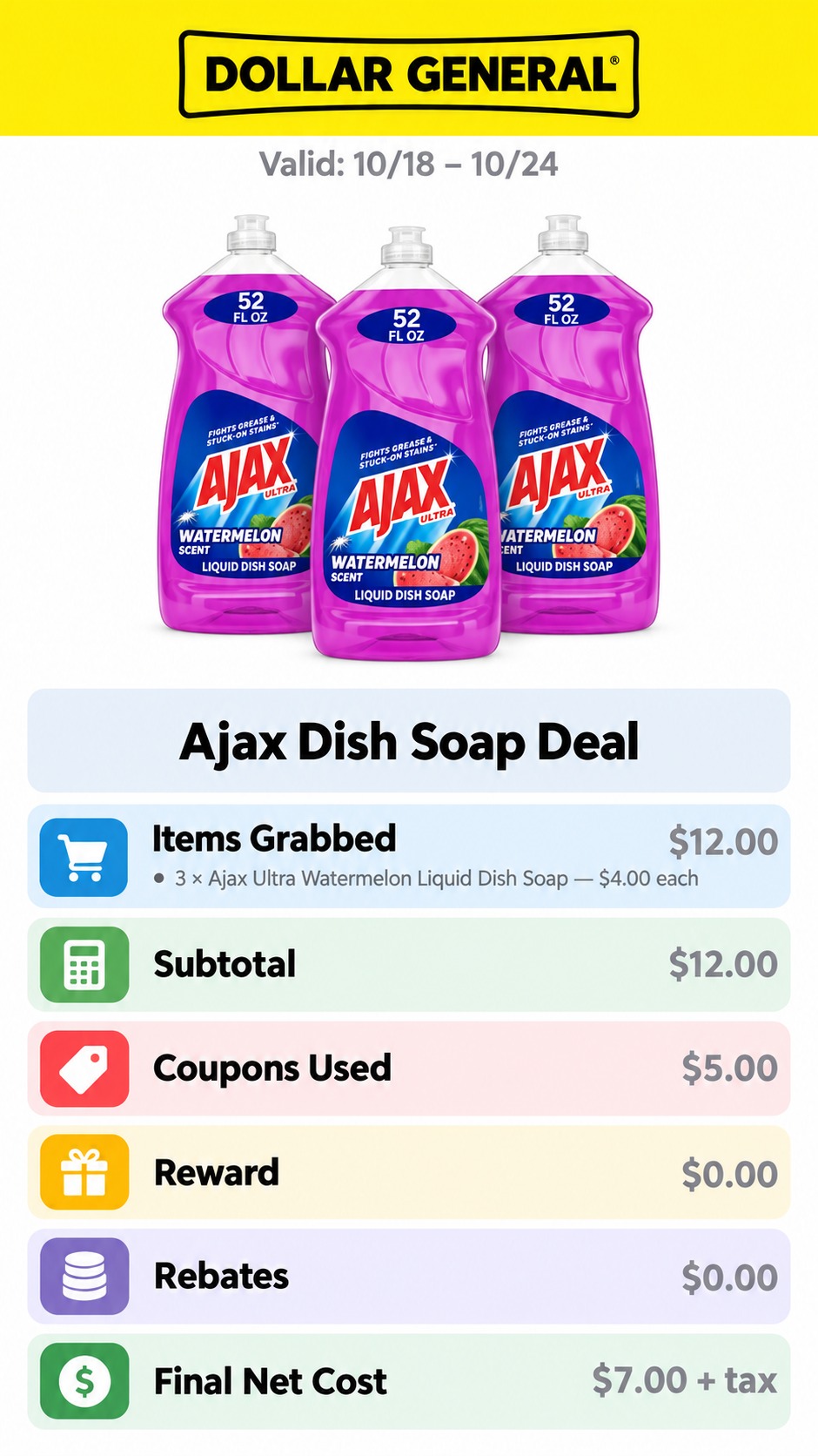 Ajax Ultra Watermelon Liquid Dish Soap Deal