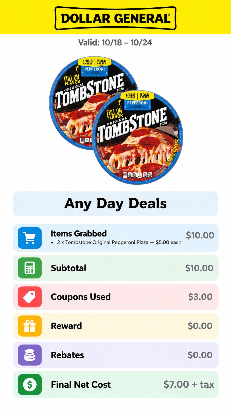 Tombstone Original Pepperoni Pizza Deal