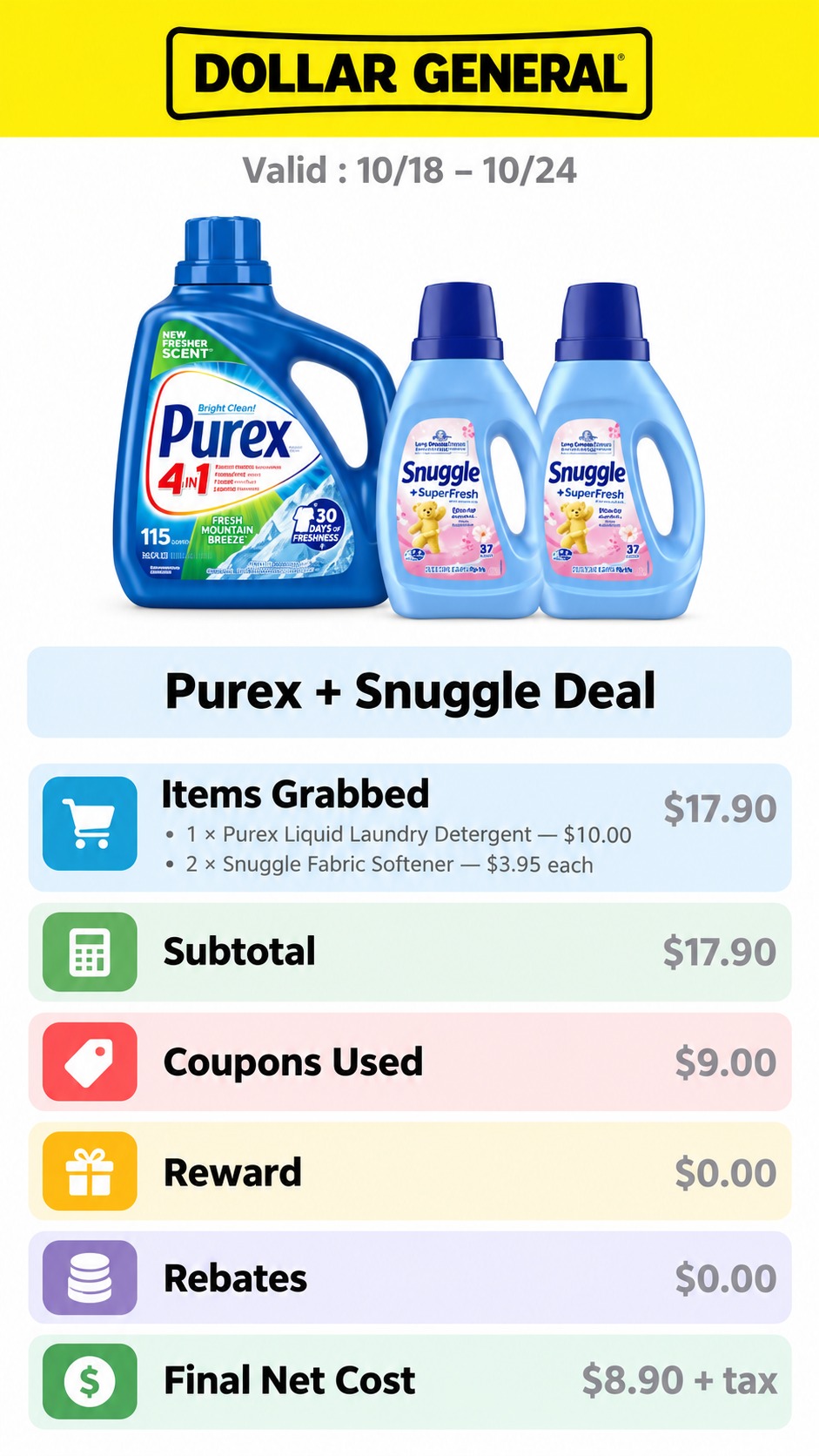 Purex Detergent and Snuggle Softener Bundle