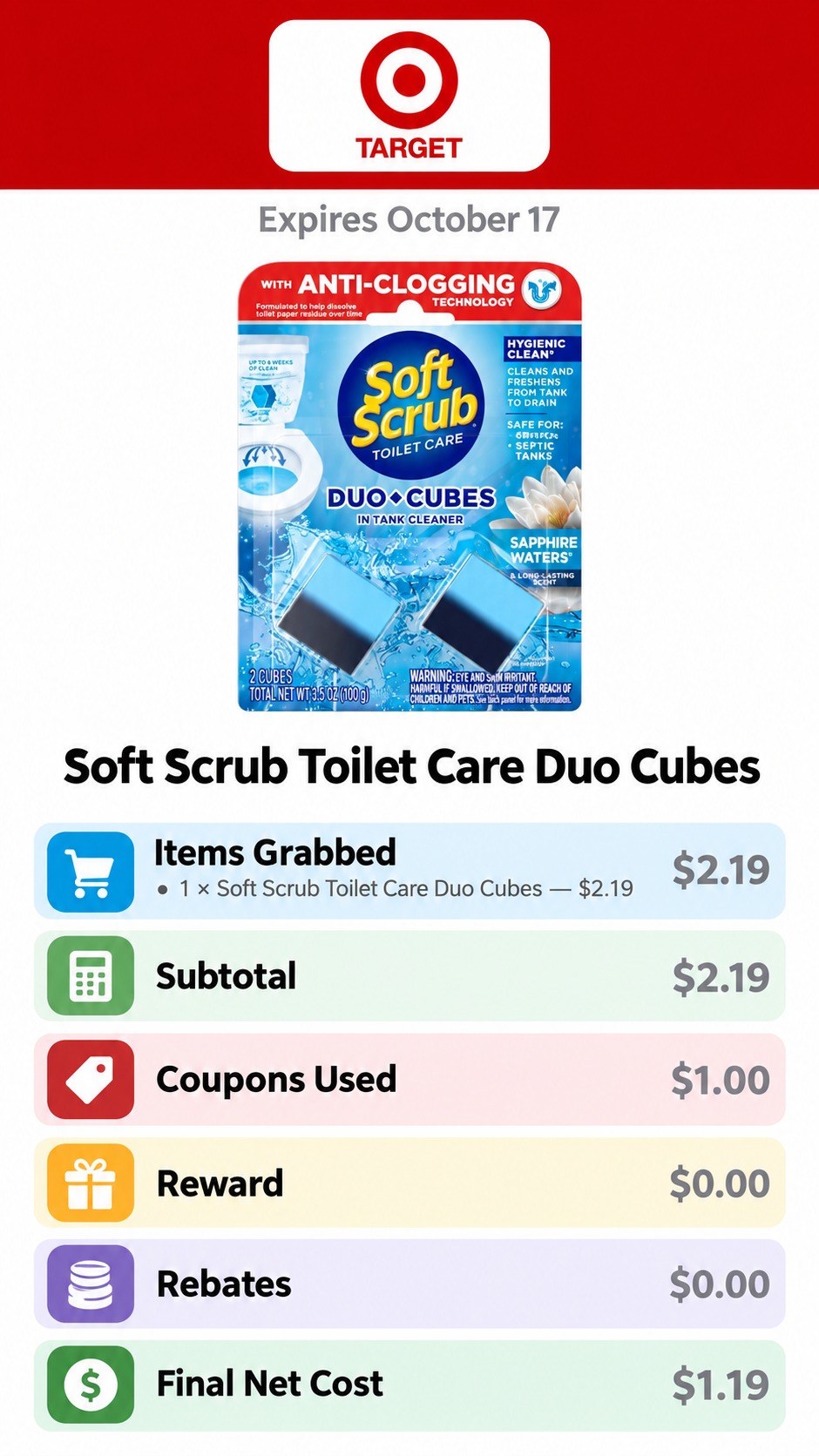 Soft Scrub Toilet Care Duo Cubes