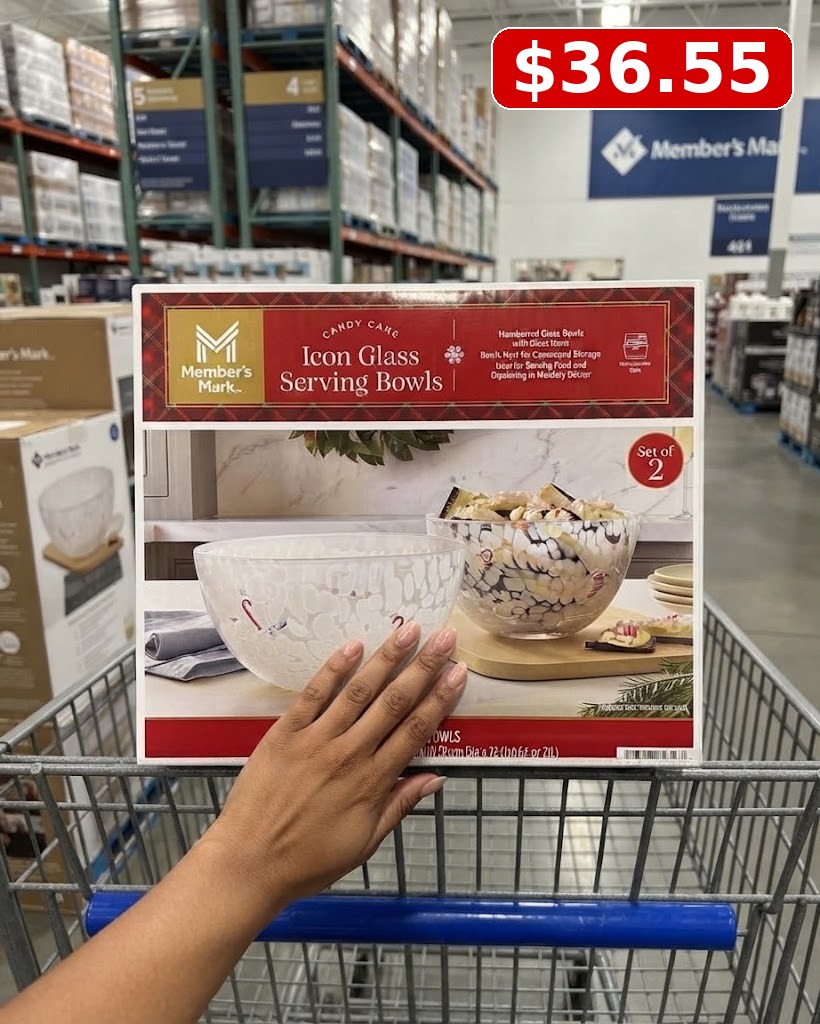 Member’s Mark Holiday Icon Serving Bowls - Candy Cane