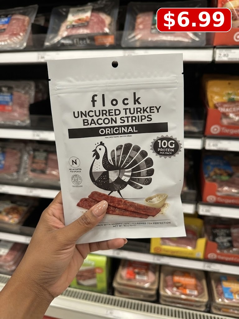 Flock Foods Uncured Original Turkey Bacon Strips - 10g Protein - 2oz