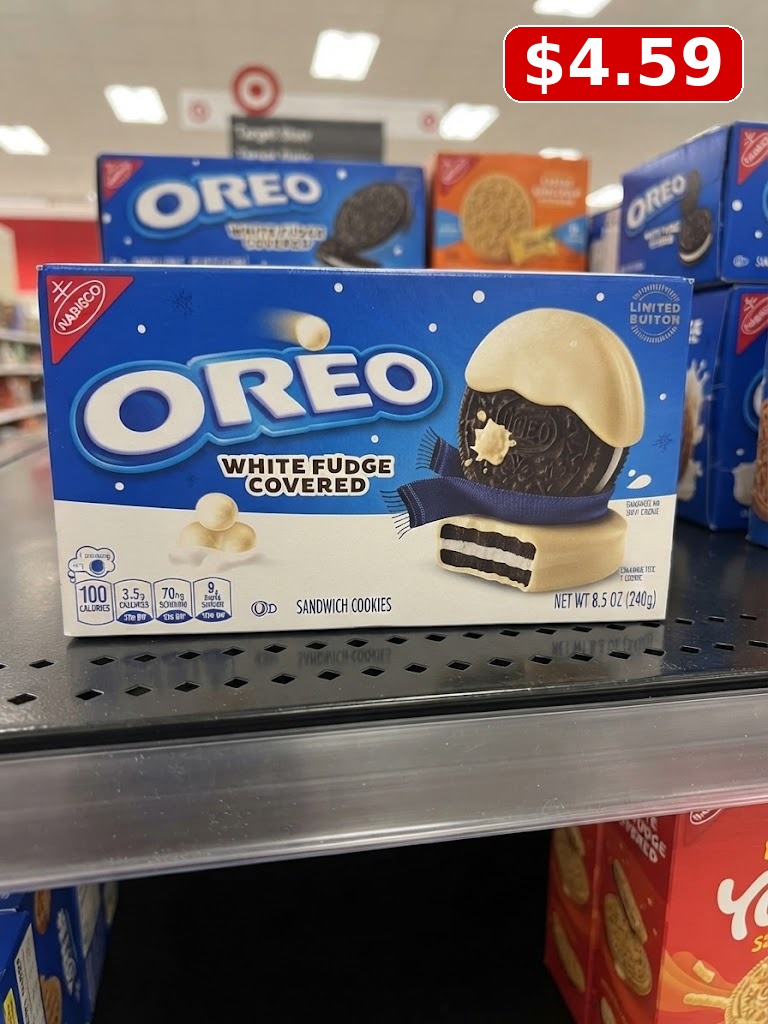OREO White Fudge Covered Chocolate Sandwich Cookies - Limited Edition Holiday Cookies - 8.5oz