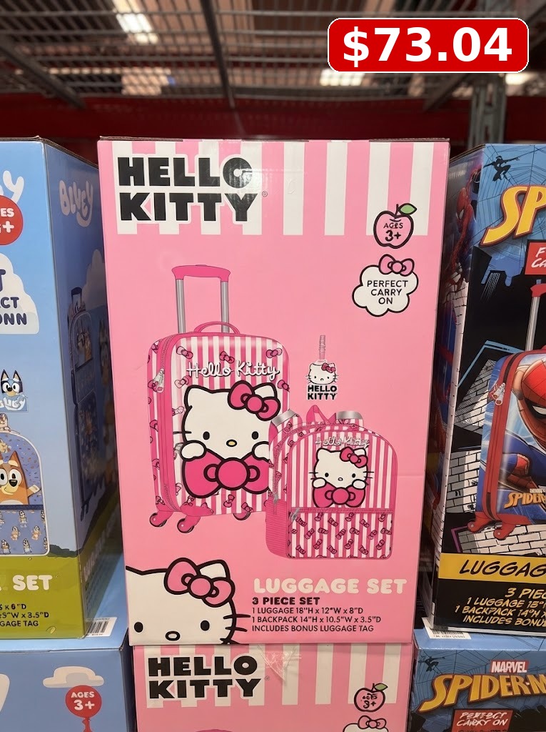 Hello Kitty 3-Piece Luggage & Backpack Set with Luggage Tag