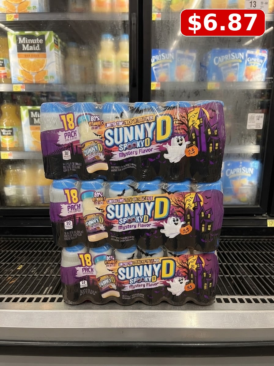 SunnyD SpookyD Shelf Stable Juice Drink, 18 Count, 6.75 fl oz Bottles