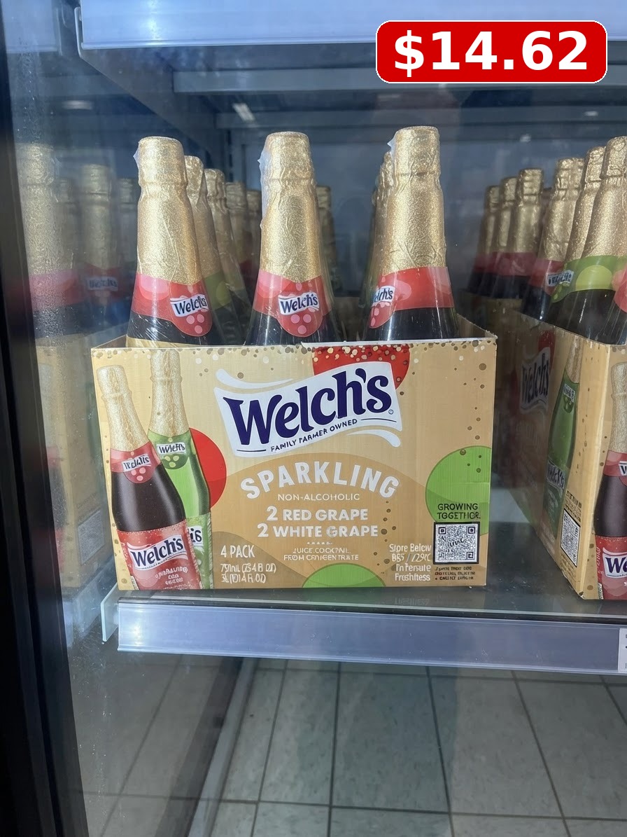 Welch's Non-Alcoholic Sparkling Juice Cocktail, Red Grape & White Grape, 25.4 Fl Oz Bottle (Pack of 4)