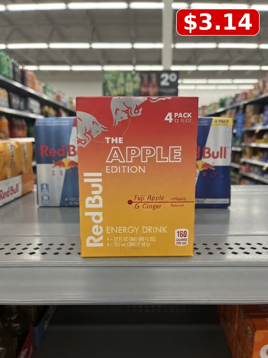 Red Bull Apple Edition Energy Drink, Fuji Apple & Ginger, 12 fl. oz. Can, 114mg Caffeine, Taurine & B Vitamins