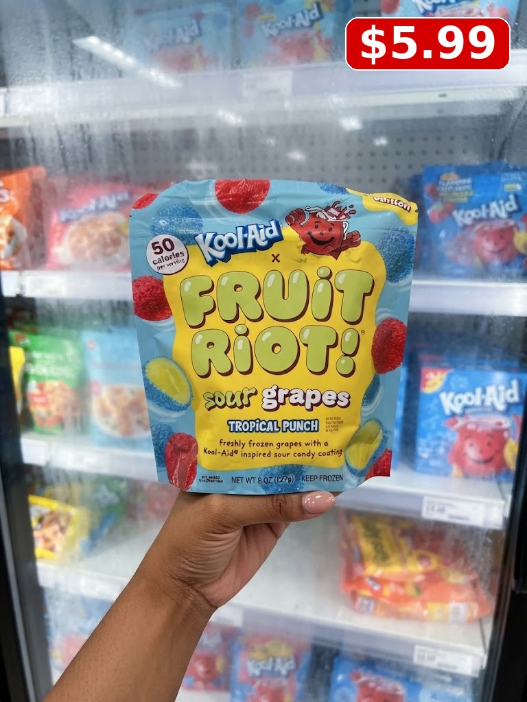 Fruit Riot Kool Aid Frozen Sour Candy Grapes Tropical Punch - 8oz