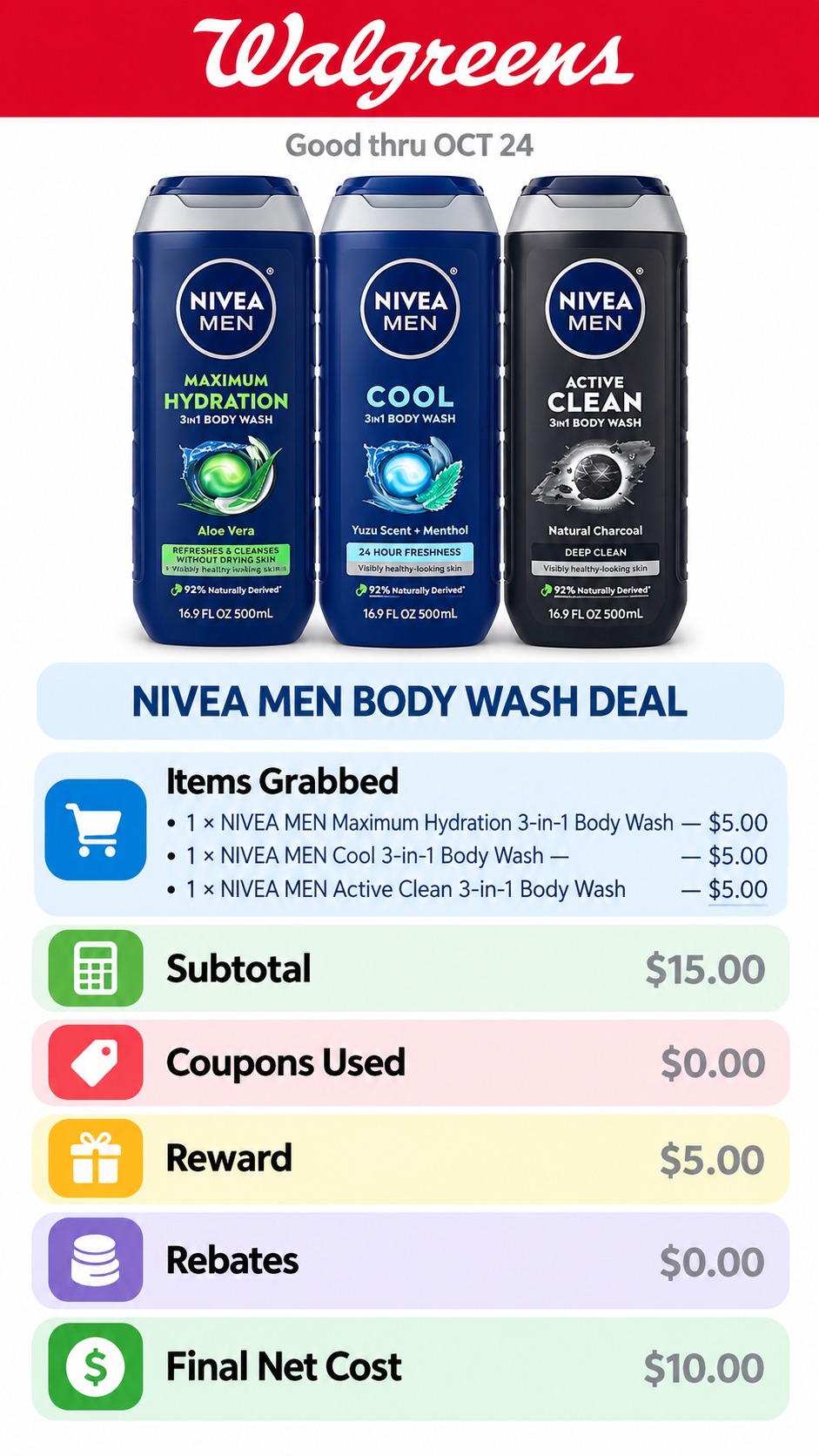 NIVEA MEN Body Wash 3-Pack Reward Deal