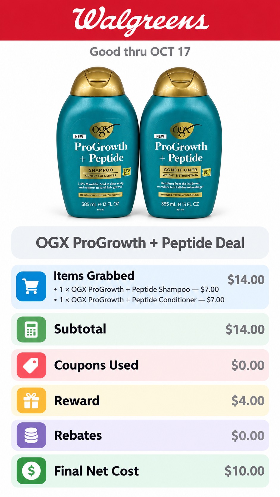 OGX ProGrowth + Peptide Shampoo and Conditioner