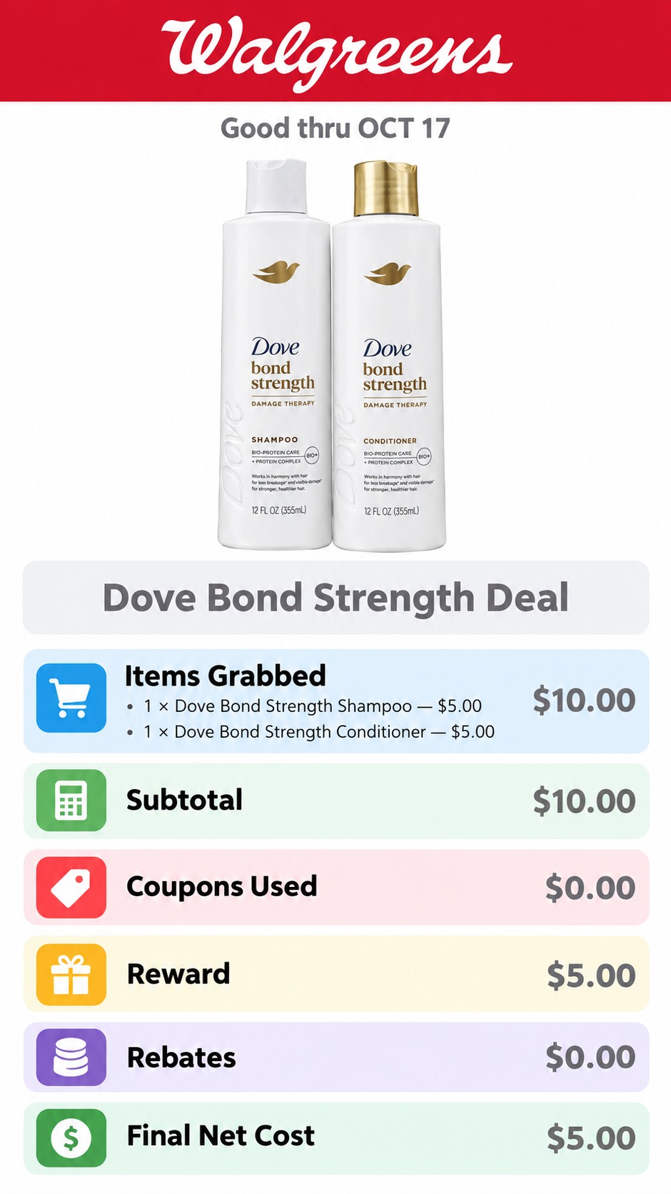Dove Shampoo and Conditioner Register Rewards Deal