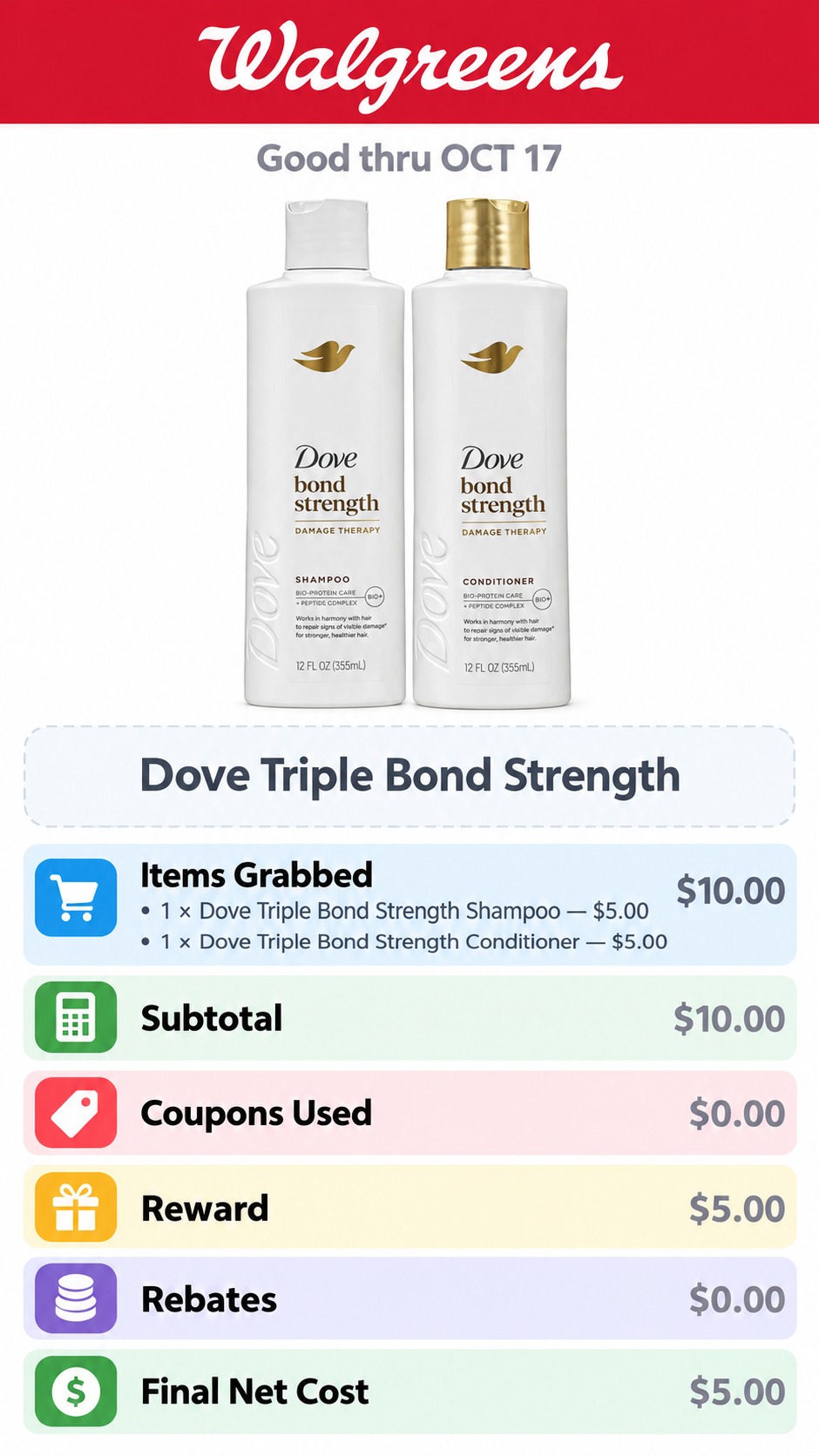 Dove Shampoo and Conditioner Register Reward Deal