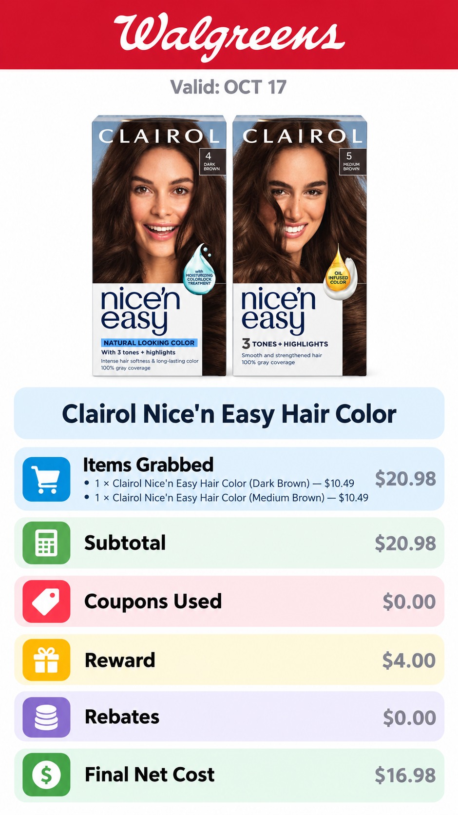 Clairol Nice'n Easy Hair Color Buy Two Reward Deal