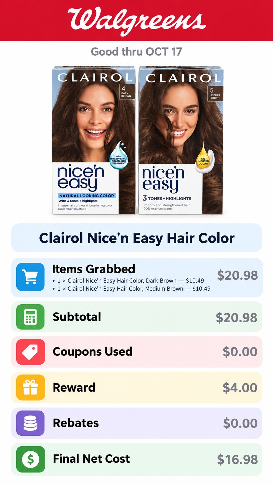Clairol Nice'n Easy Hair Color Buy 2 Deal