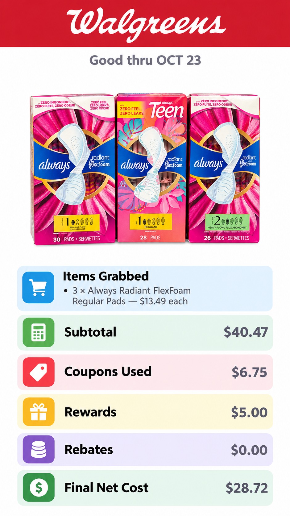 Always Radiant FlexFoam Pads Promotion