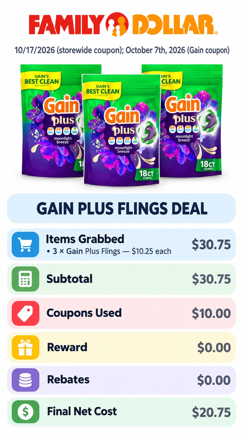Gain Plus Flings 3-Pack Deal
