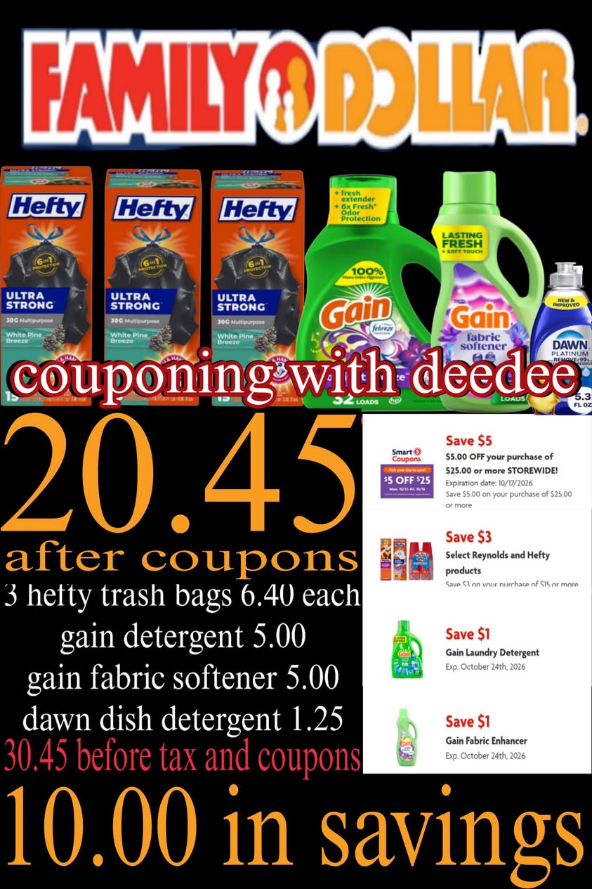 Hefty, Gain, and Dawn Household Essentials