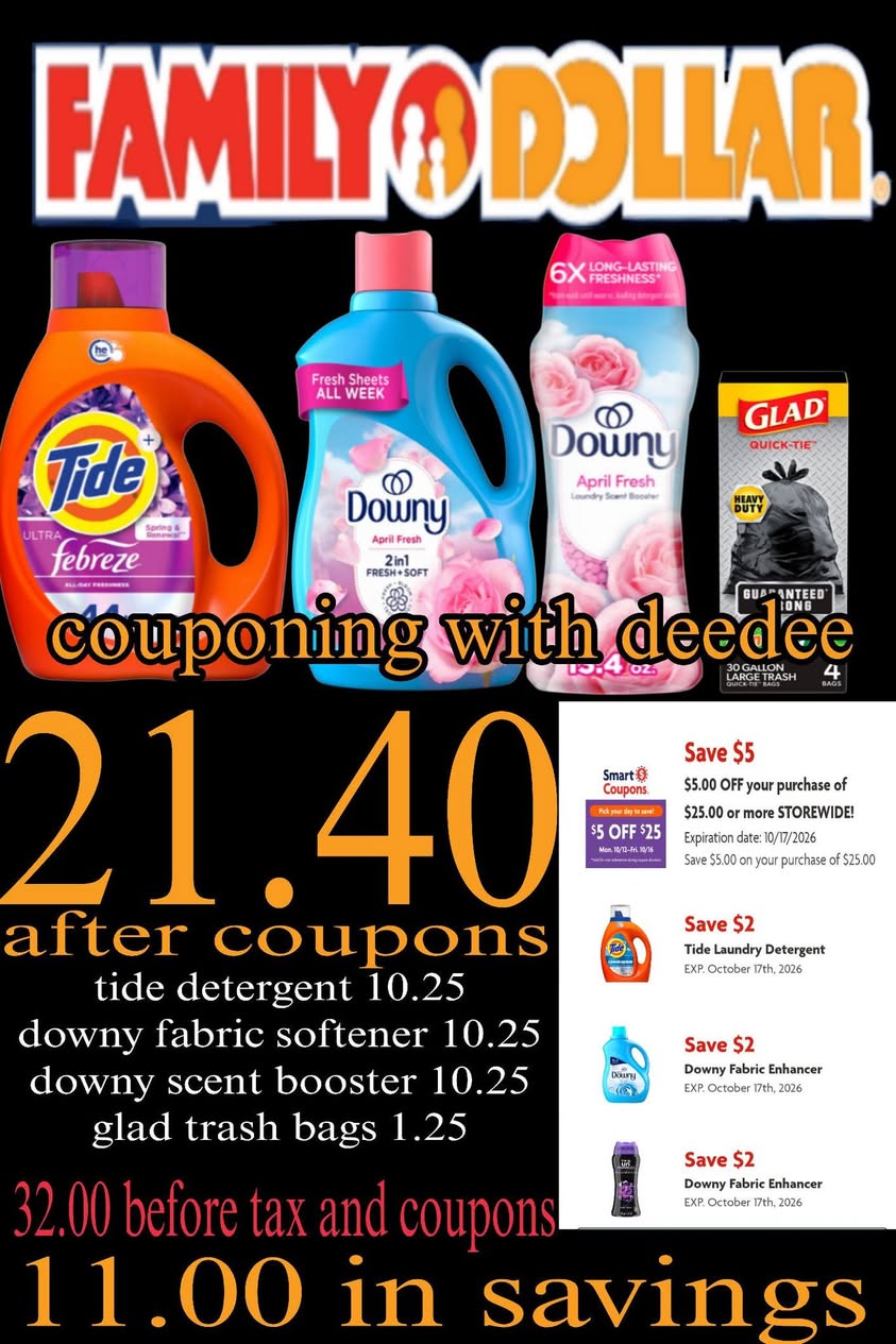 Tide and Downy Laundry Products with Glad Trash Bags
