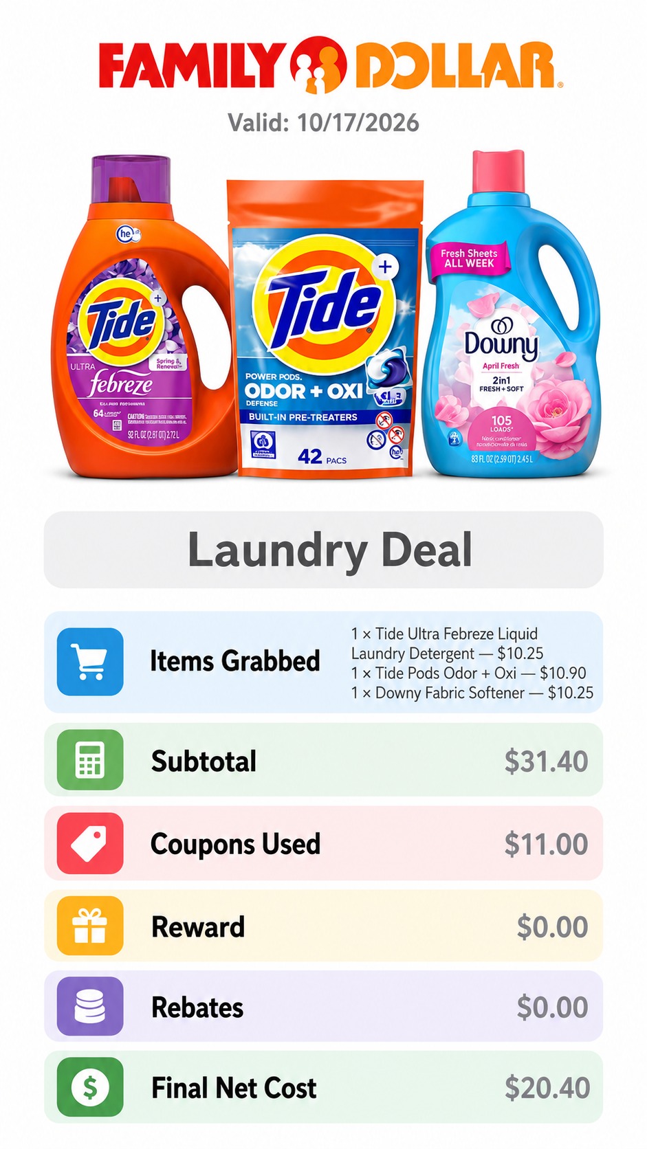 Tide and Downy Laundry Product Bundle